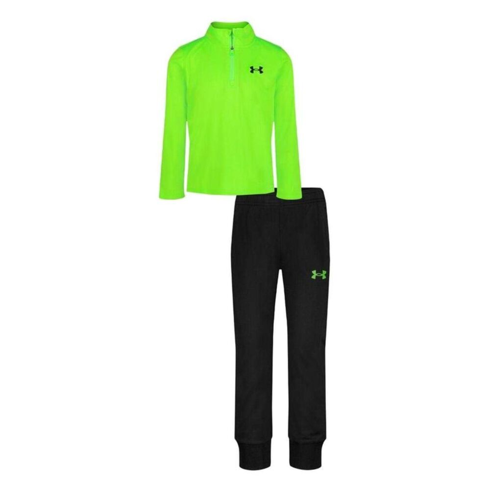 Under Armour Boys Quarter Zip Tracksuit Set / Lime/Black